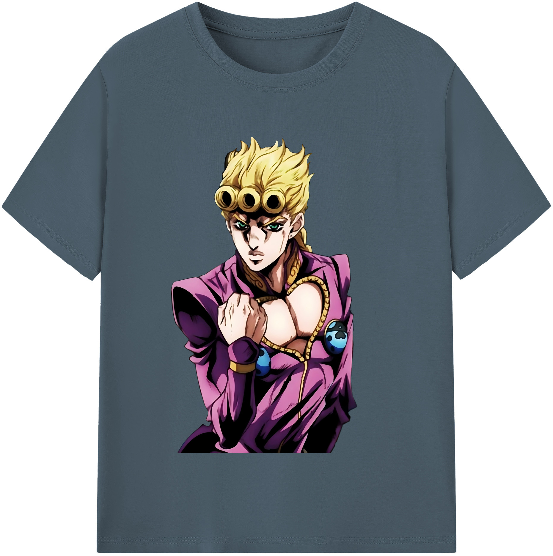 （画像用） ジョジョの奇妙な冒険 ジョルノ?ジョバァーナ JoJo's Bizarre Adventure Giorno Giovanna 綿100％半袖Tシャツ（フロントプリント）